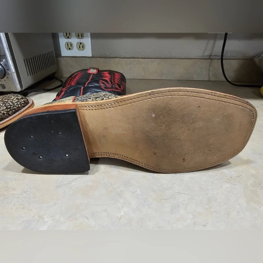 Men's 11.5 Anderson Bean Genuine Giraffe Square Toe Cowboy Boots - Picture 13 of 16